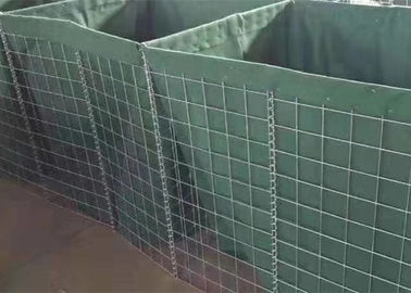 Caixa militar da malha de Gabion das barreiras de Hesco do furo quadrado com geotêxtil verde