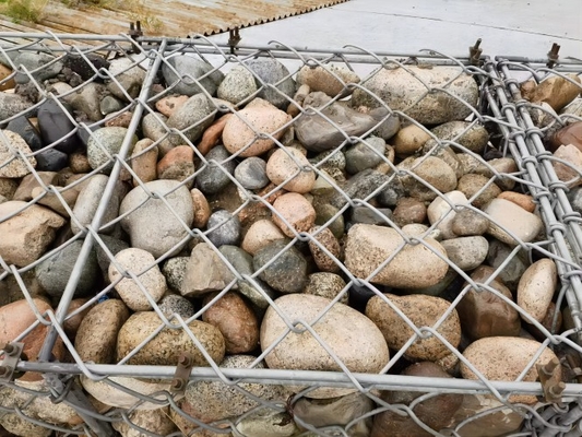 Controle de inundações 3.2mm Gabion Mesh Cage Para Stone Sack caixas de gabião rio preenchimento sacos de gabião