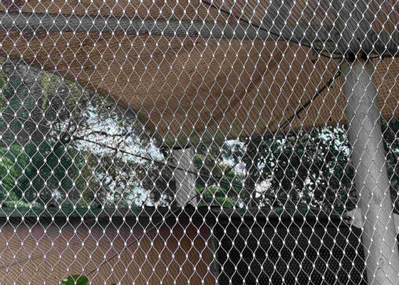 Rede de malha de corda de aço inoxidável 316 com conexões de ferrule para aves de animais de zoológico