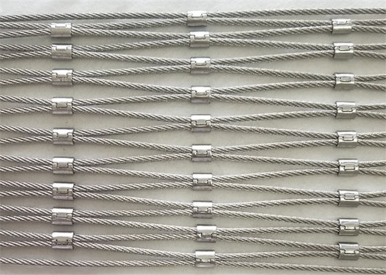 Rede de malha de corda de aço inoxidável 316 com conexões de ferrule para aves de animais de zoológico